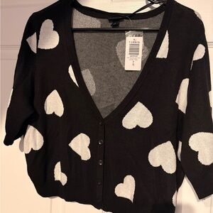 Torrid Black and White Heart Cardigan